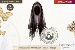 Gothic Haunted House Halloween ephemera clipart Junk Journal Product Image 1