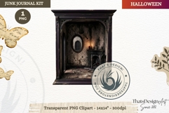 Gothic Haunted House Halloween ephemera clipart Junk Journal Product Image 1