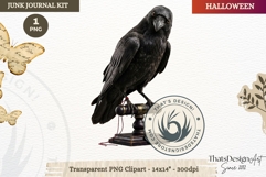 Gothic Haunted House Halloween ephemera clipart Junk Journal Product Image 1