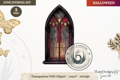 Gothic Haunted House Halloween ephemera clipart Junk Journal Product Image 1