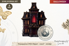 Gothic Haunted House Halloween ephemera clipart Junk Journal Product Image 1