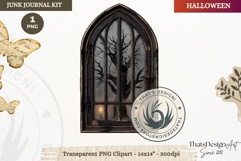 Gothic Haunted House Halloween ephemera clipart Junk Journal Product Image 1