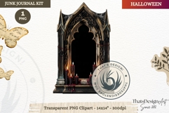 Gothic Haunted House Halloween ephemera clipart Junk Journal Product Image 1