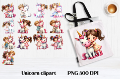 Cute unicorn kids clipart | Cute animal sublimation PNG Product Image 1