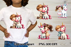 Cute unicorn kids clipart | Cute animal sublimation PNG Product Image 1