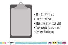 Neutral clipboard clipart illustration for journaling and scrapbook projects