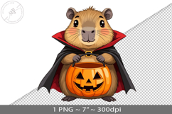 Halloween kawaii capybara dracula PNG graphic Product Image 1