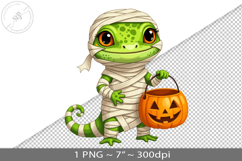 Halloween kawaii lizard mummy PNG graphic Product Image 1