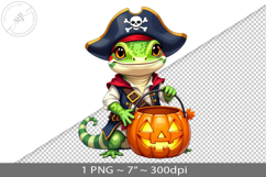 Halloween kawaii lizard pirate PNG graphic Product Image 1