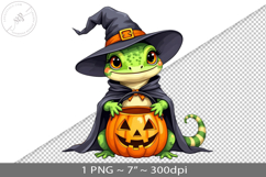 Halloween kawaii lizard witch PNG graphic Product Image 1