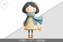 Felted folk art child character PNG graphic Product Image 1
