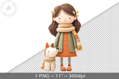 Felted folk art child character PNG graphic Product Image 1