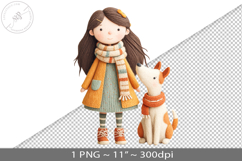 Felted folk art child character PNG graphic Product Image 1