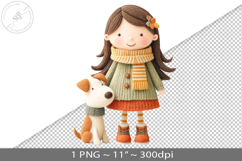 Felted folk art child character PNG graphic Product Image 1