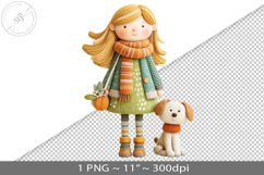 Felted folk art child character PNG graphic Product Image 1