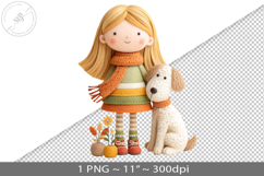 Felted folk art child character PNG graphic Product Image 1