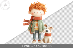 Felted folk art child character PNG graphic Product Image 1