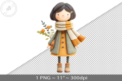 Felted folk art child character PNG graphic Product Image 1
