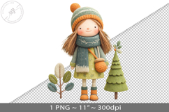 Felted folk art christmas girl PNG graphic Product Image 1