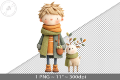 Felted folk art christmas boy PNG graphic Product Image 1