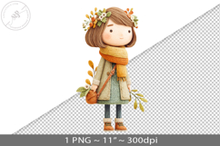 Felted folk art child character PNG graphic Product Image 1