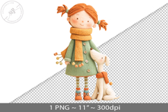 Felted folk art child character PNG graphic Product Image 1