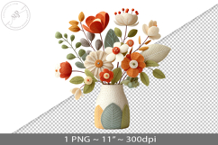 Felted folk art flower bouquet PNG graphic Product Image 1