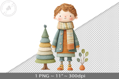 Felted folk art christmas boy PNG graphic Product Image 1