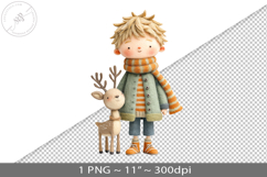 Felted folk art christmas boy PNG graphic Product Image 1