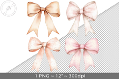 Coquette watercolor bow, PNG graphic Product Image 1