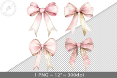 Coquette watercolor bow, PNG graphic Product Image 1