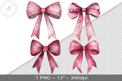 Coquette watercolor bow, PNG graphic Product Image 1