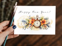 New Year Card Watercolor. Christmas Card Printable PNG Product Image 6