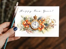 New Year Cards. Watercolor Christmas Card Printable PNG Product Image 5