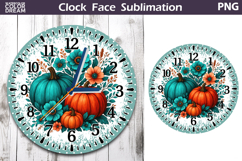 Pumpkin Floral Clock Face | Thanksgiving Clock Design Product Image 1