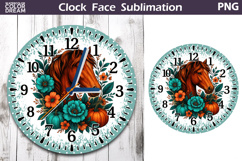 Horse Pumpkin Floral Clock Face | Thanksgiving Clock Design Product Image 1