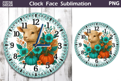 Lamb Pumpkin Floral Clock Face | Thanksgiving Clock Design Product Image 1