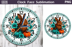 Bunny Pumpkin Floral Clock Face | Thanksgiving Clock Design Product Image 1