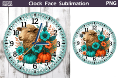 Sheep Pumpkin Floral Clock Face | Thanksgiving Clock Product Image 1
