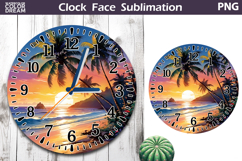 Tropical Summer Clock Face| Beach Sunset Clock Sublimation Product Image 1
