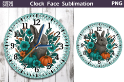 Bunny Pumpkin Floral Clock Face | Thanksgiving Clock Design Product Image 1