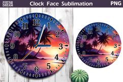 Tropical Summer Clock Face| Beach Sunset Clock Sublimation Product Image 1
