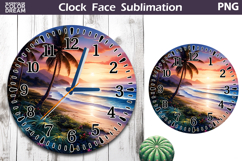 Tropical Summer Clock Face| Beach Sunset Clock Sublimation Product Image 1