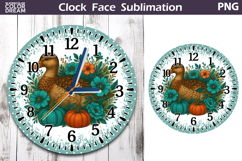 Duck Pumpkin Floral Clock Face | Thanksgiving Clock Design Product Image 1