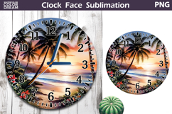 Tropical Summer Clock Face| Beach Sunset Clock Sublimation Product Image 1