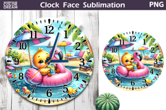 Tropical Summer Beach Clock Face| Cute Chicken Clock Design Product Image 1