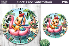 Tropical Summer Beach Clock Face| Cute Chicken Clock Design Product Image 1