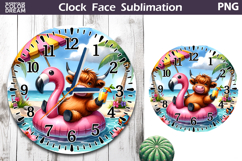 Tropical Summer Beach Clock Face| Highland Cow Clock Design Product Image 1