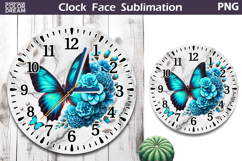 Butterfly Clock Face Sublimation | Butterfly Floral Clock Product Image 1