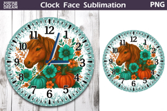 Horse Pumpkin Floral Clock Face | Thanksgiving Clock Design Product Image 1